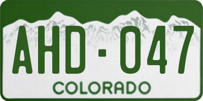 CO license plate AHD047
