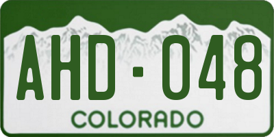 CO license plate AHD048
