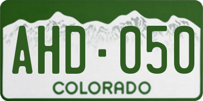 CO license plate AHD050