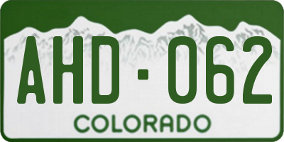CO license plate AHD062