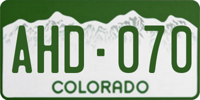 CO license plate AHD070