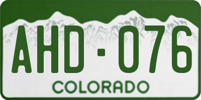CO license plate AHD076