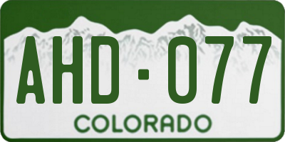 CO license plate AHD077
