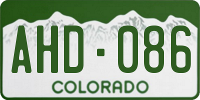 CO license plate AHD086