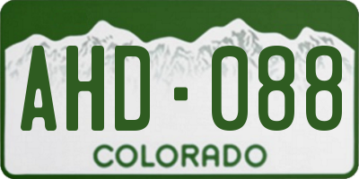 CO license plate AHD088