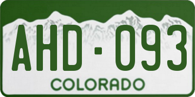 CO license plate AHD093