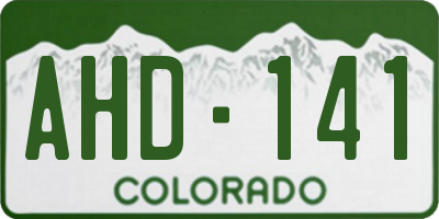CO license plate AHD141