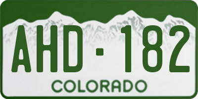CO license plate AHD182