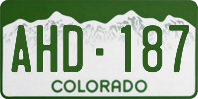 CO license plate AHD187
