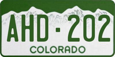 CO license plate AHD202