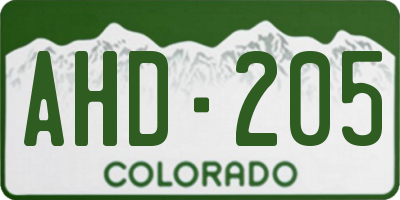 CO license plate AHD205