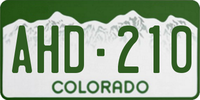 CO license plate AHD210