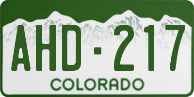 CO license plate AHD217