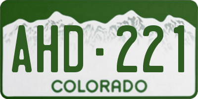 CO license plate AHD221