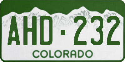CO license plate AHD232