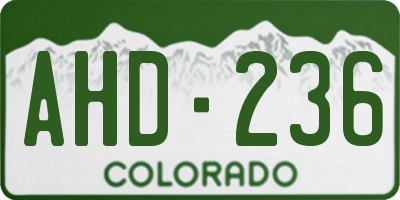 CO license plate AHD236