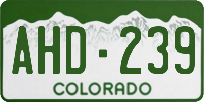CO license plate AHD239