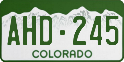 CO license plate AHD245
