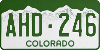 CO license plate AHD246