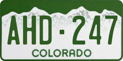 CO license plate AHD247