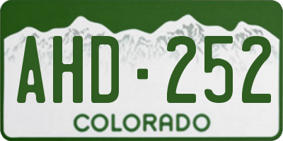 CO license plate AHD252