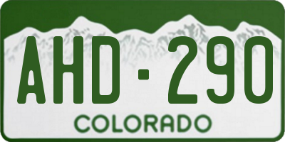 CO license plate AHD290