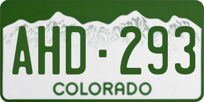 CO license plate AHD293