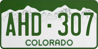 CO license plate AHD307