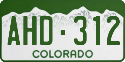 CO license plate AHD312
