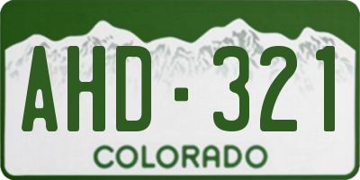 CO license plate AHD321