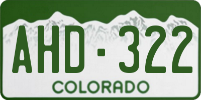 CO license plate AHD322