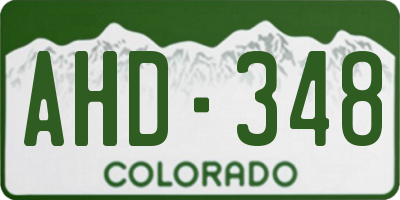 CO license plate AHD348
