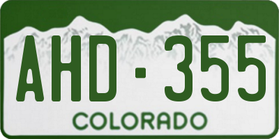 CO license plate AHD355