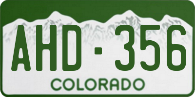 CO license plate AHD356