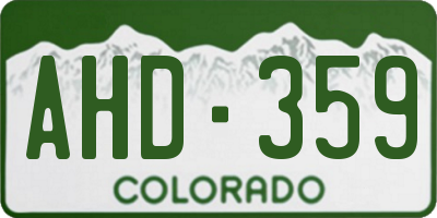 CO license plate AHD359