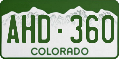 CO license plate AHD360