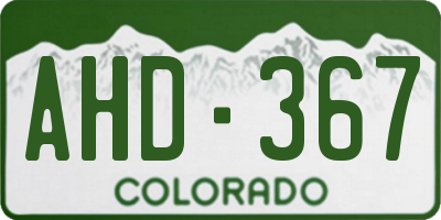 CO license plate AHD367