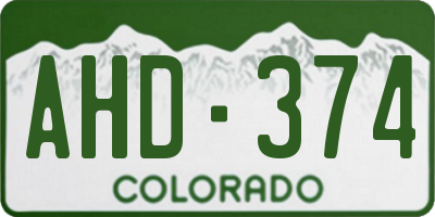 CO license plate AHD374