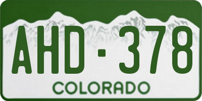 CO license plate AHD378