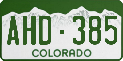 CO license plate AHD385