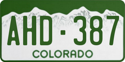 CO license plate AHD387