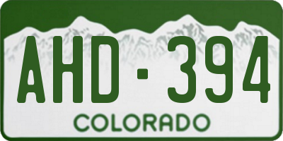 CO license plate AHD394