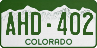 CO license plate AHD402