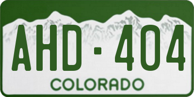 CO license plate AHD404