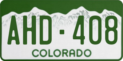CO license plate AHD408