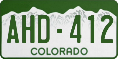 CO license plate AHD412