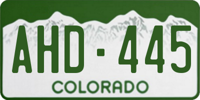 CO license plate AHD445