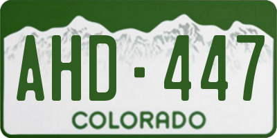 CO license plate AHD447