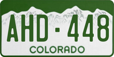 CO license plate AHD448