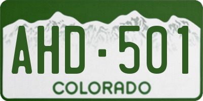 CO license plate AHD501